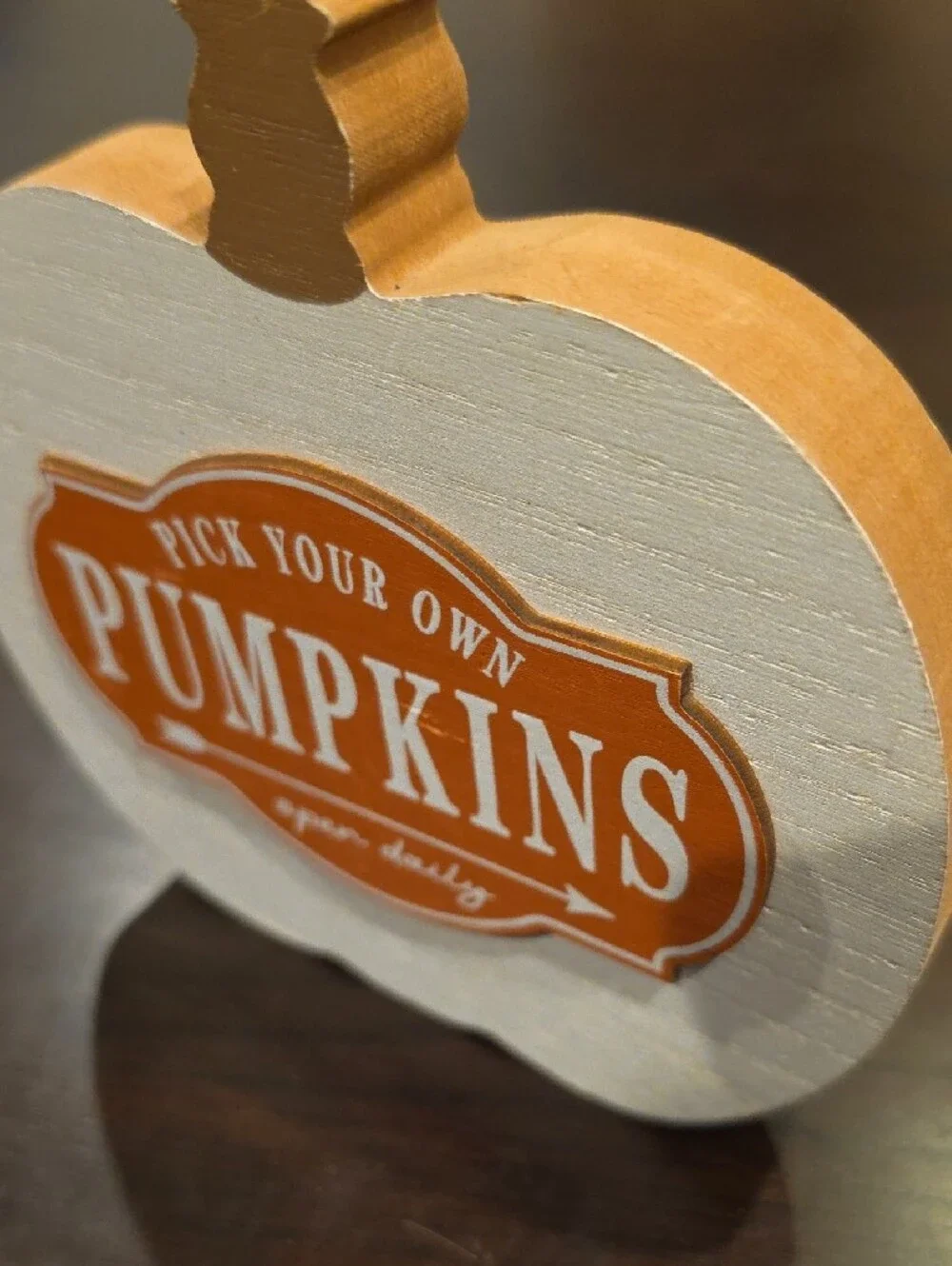 Rustic White Pumpkin Sign with Orange 'Pumpkins' Label - Home Decor